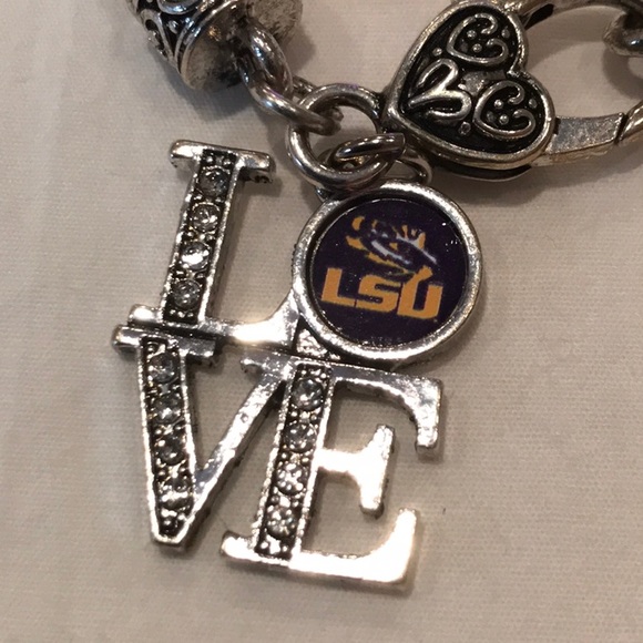 LSU Tigers Love Silver Bracelet - Picture 3 of 3